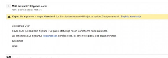 Gmail lietotāj uzmanies!!!